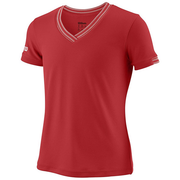Wilson V Neck Team Shirt Girls Rot - Tennisbase Shop